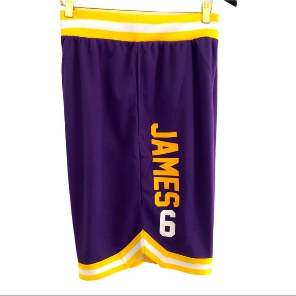 NBA Lakers LaBron James Basketball Short Purple XL & Large NWT - Picture 3 of 12